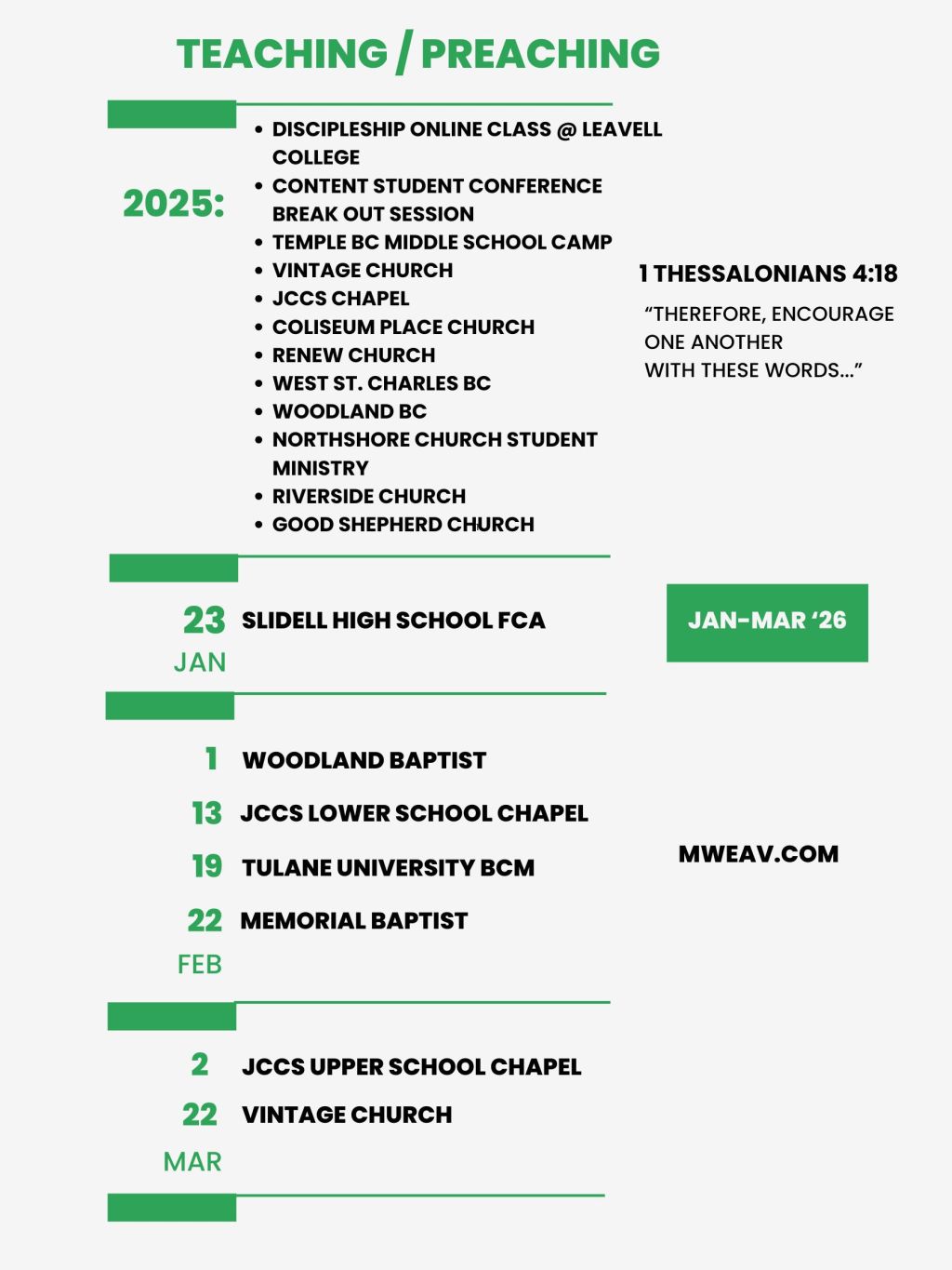 Teaching and Preaching in 2026!